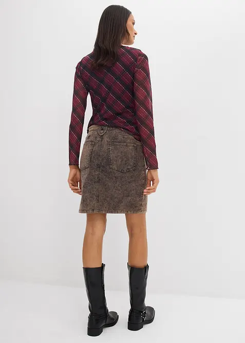 Jupe courte en velours côtelé délavé, bonprix