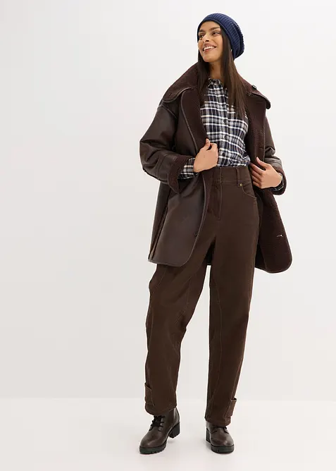 Pantalon en twill, taille haute, bonprix