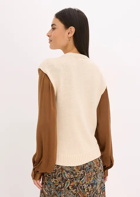 Pull sans manches en coton mélangé, bonprix