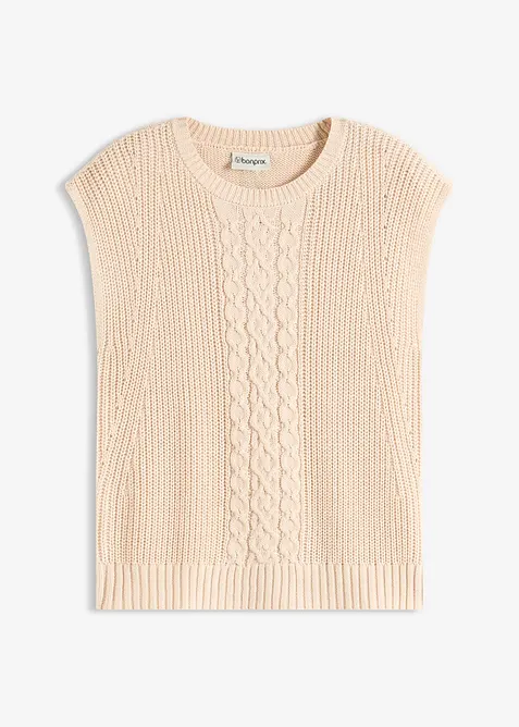Pull sans manches en coton mélangé, bonprix