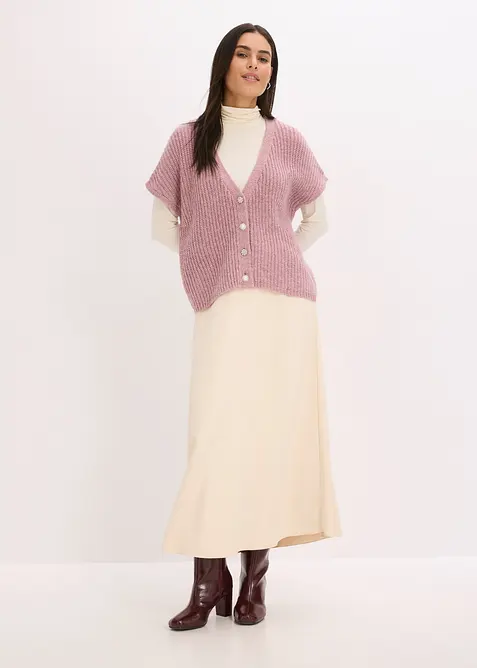 Gilet sans manches en laine mélangée avec boutons décoratifs, bonprix