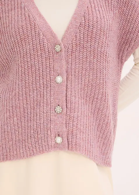 Gilet sans manches en laine mélangée avec boutons décoratifs, bonprix