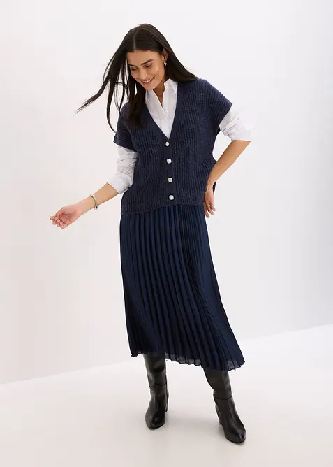 Gilet sans manches en laine mélangée avec boutons décoratifs, bonprix