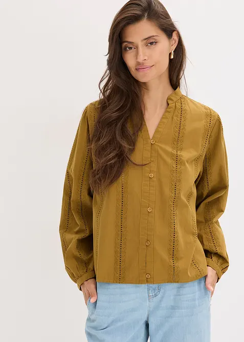 Chemisier en coton avec broderies anglaises, bonprix