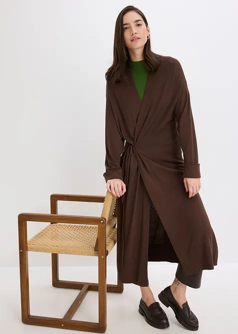 Long gilet en maille douce, viscose majoritaire, bonprix