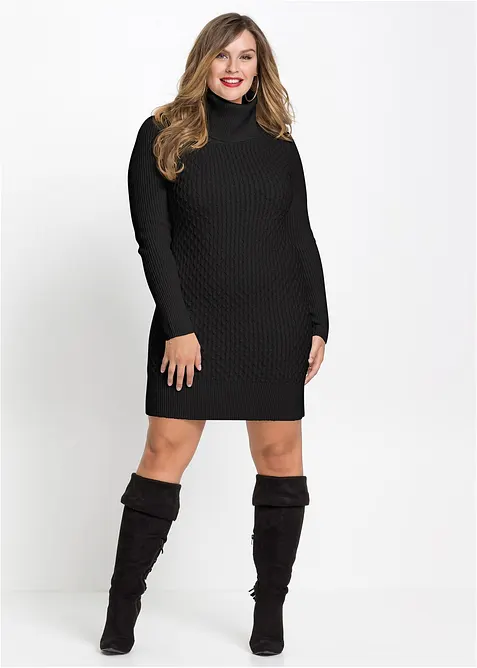 Robe pull ajustée à col boule, bonprix