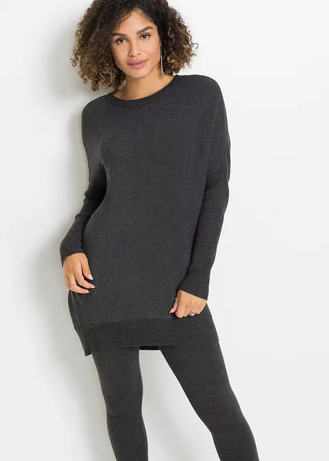 Pull long en viscose m&eacute;lang&eacute;e, bonprix