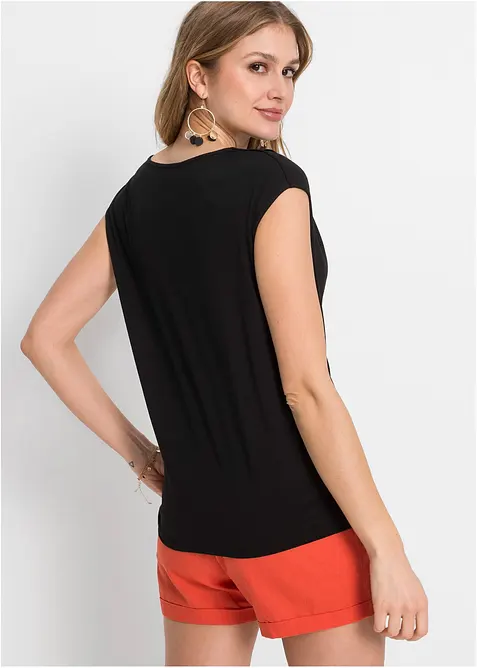 T-shirt col bénitier en viscose extensible, bonprix