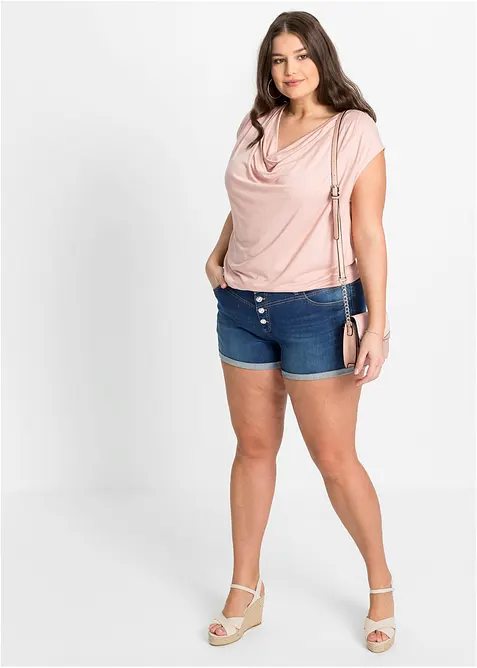 T-shirt col bénitier en viscose extensible, bonprix