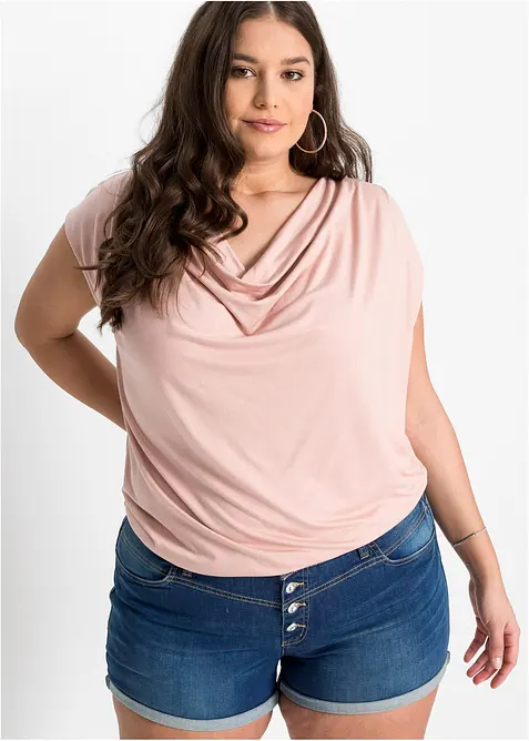 T-shirt col bénitier en viscose extensible, bonprix