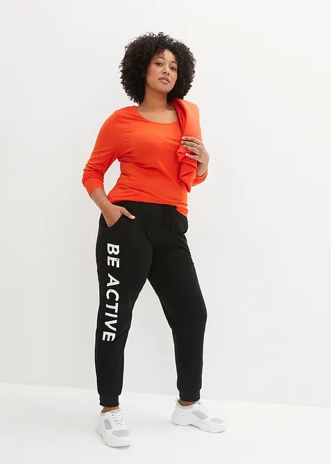 Pantalon de jogging en coton avec imprim&eacute;, loose, bonprix