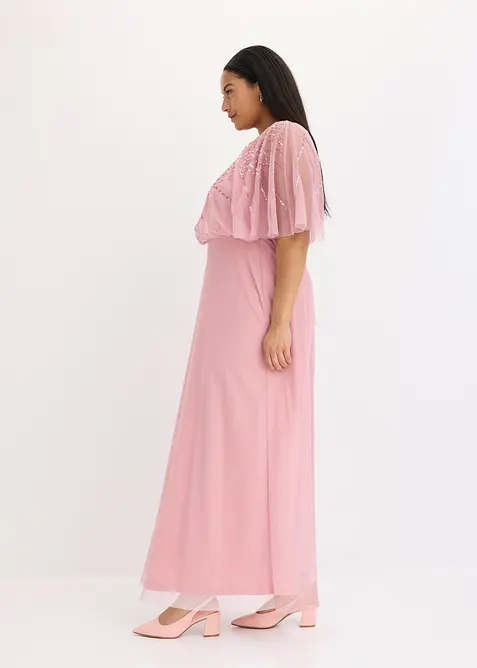 Robe longue en tulle fin avec sequins brodés, bonprix
