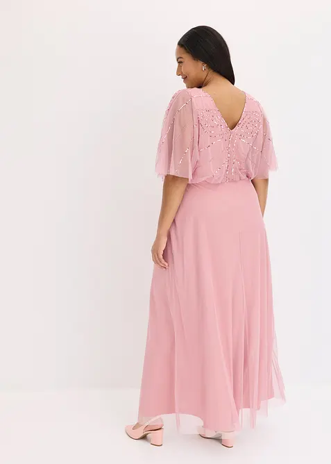 Robe longue en tulle fin avec sequins brodés, bonprix