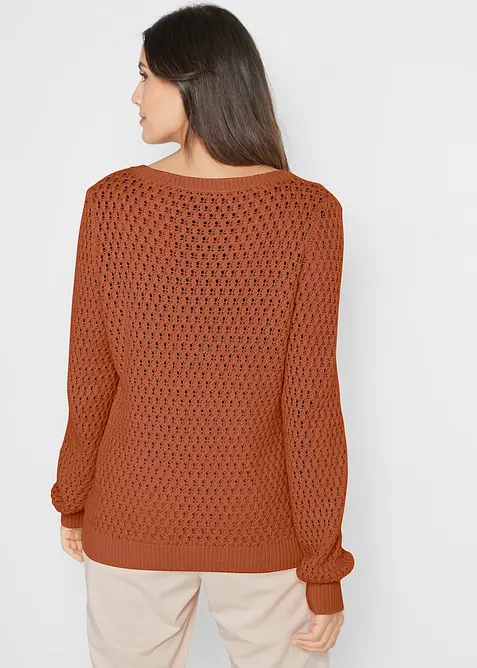 Pull en maille texturée de coton mélangé, bonprix