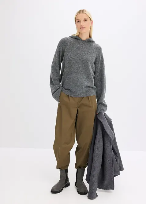 Pull en maille à capuche, bonprix