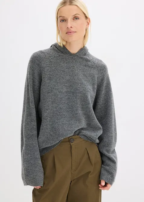 Pull en maille à capuche, bonprix