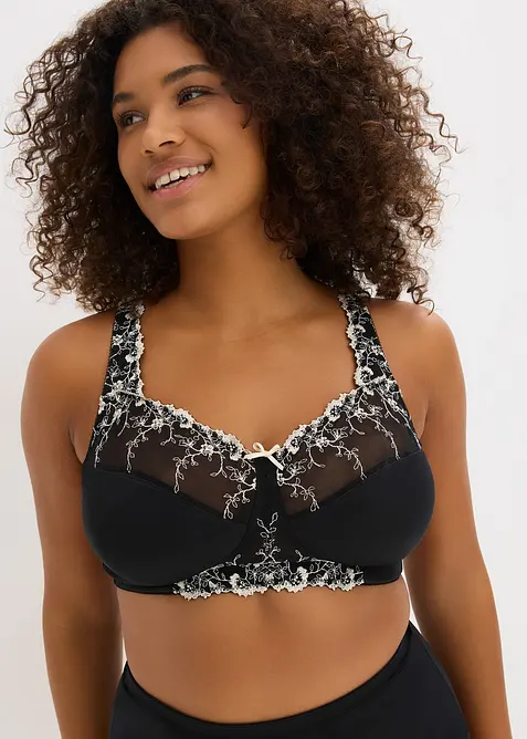 Soutien-gorge de maintien sans armatures, bretelles rembourrées et broderies, bonprix