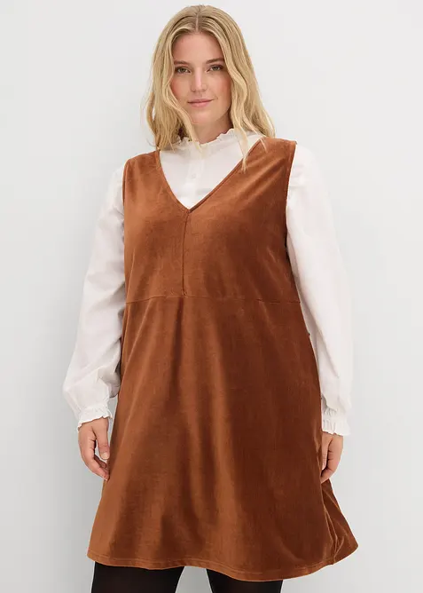 Robe chasuble en jersey velours côtelé, bonprix