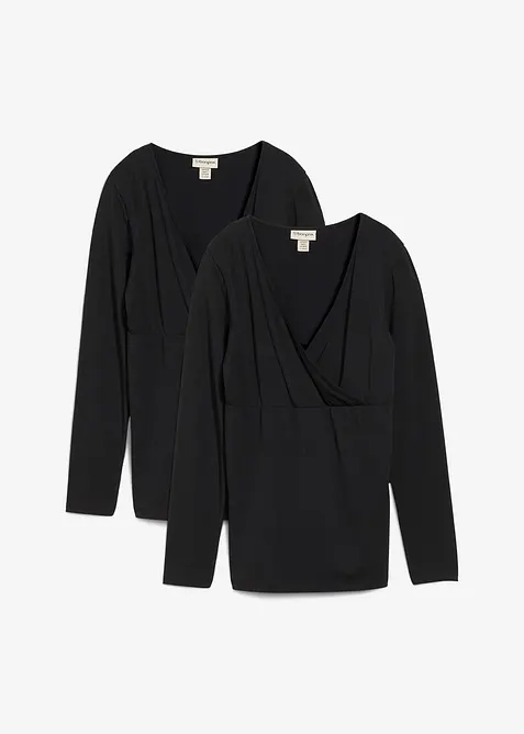 Lot de 2 T-shirts 2en1 de grossesse et d’allaitement, bonprix