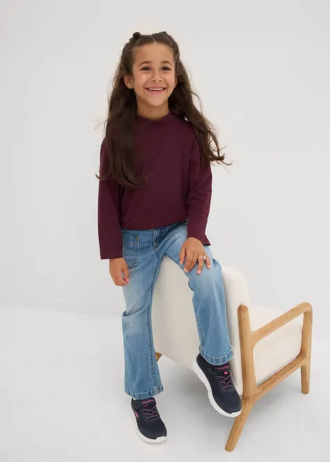 Lot de 2 T-shirts manches longues en coton extensible, bonprix