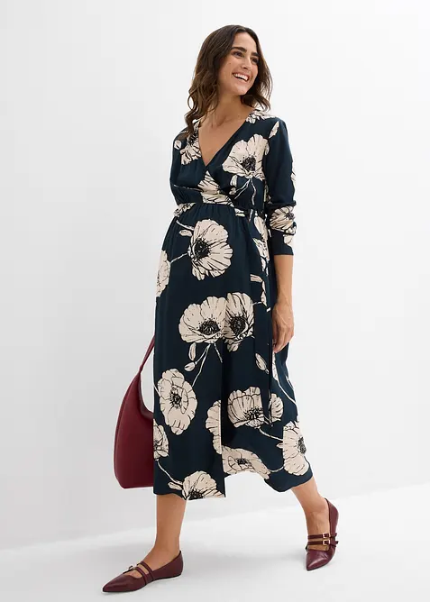 Robe longue de grossesse et d’allaitement, style portefeuille, bonprix