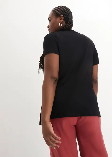 T-shirt 2en1 col V, manches courtes, bonprix