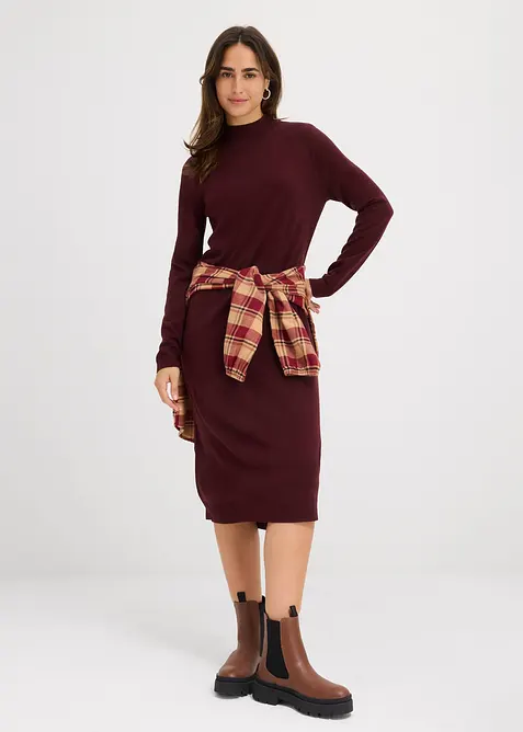 Robe en maille à col montant, bonprix