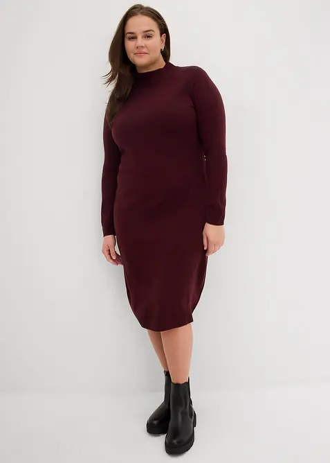 Robe en maille à col montant, bonprix