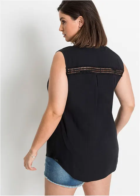 Blouse sans manches avec d&eacute;tail au crochet, bonprix