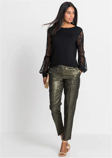 T-shirt manches longues viscose et dentelle, bonprix