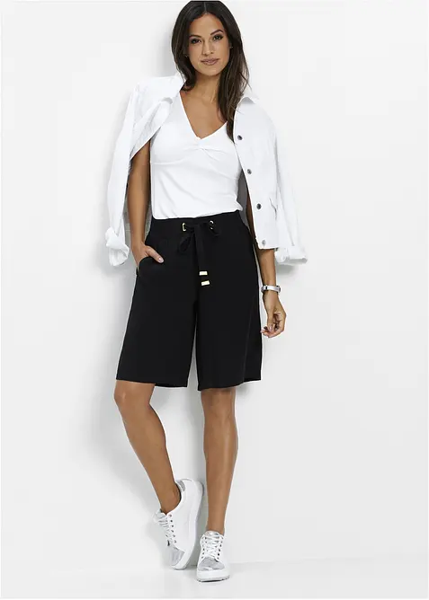 Bermuda en viscose avec ceinture à nouer, bonprix