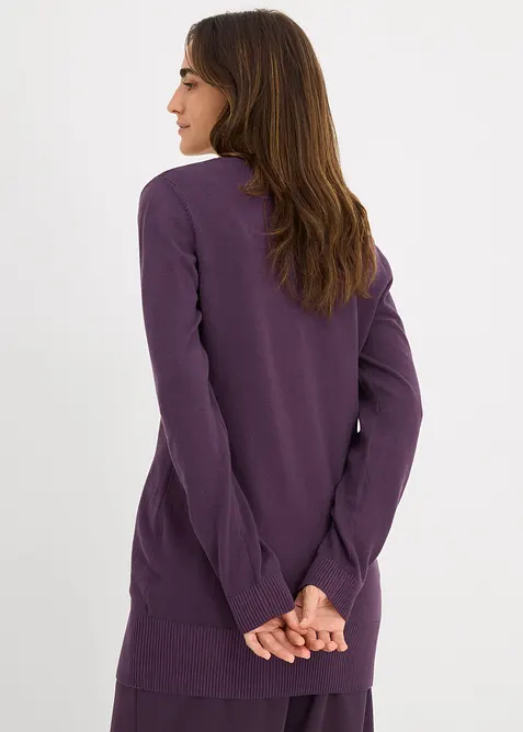 Pull long basique à col V, bonprix