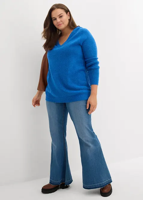 Pull en maille col V, bonprix