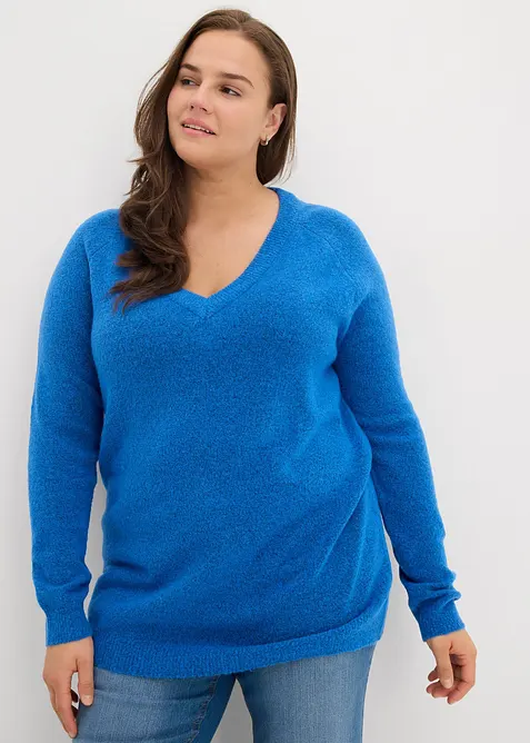 Pull en maille col V, bonprix