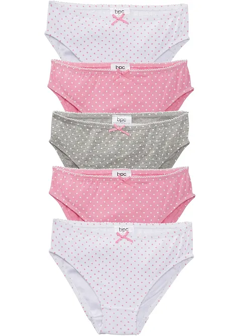 Lot de 5 slips coton avec nœud en satin, bonprix