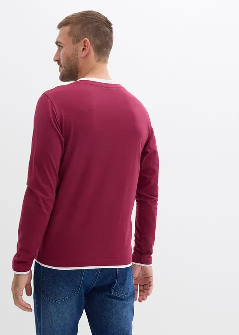 Lot de 2 T-shirts col tunisien à manches longues, bonprix