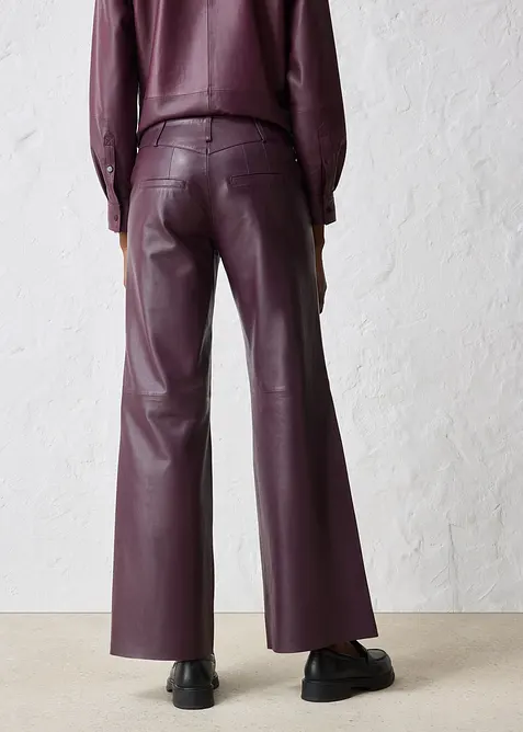 Pantalon large en cuir d’agneau nappa, bonprix