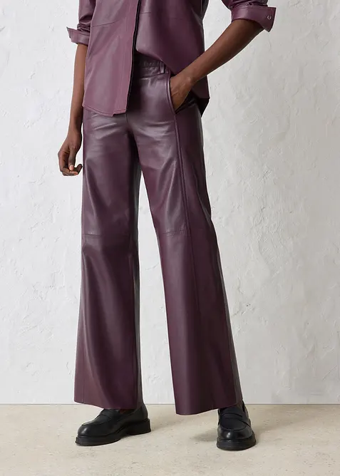 Pantalon large en cuir d’agneau nappa, bonprix