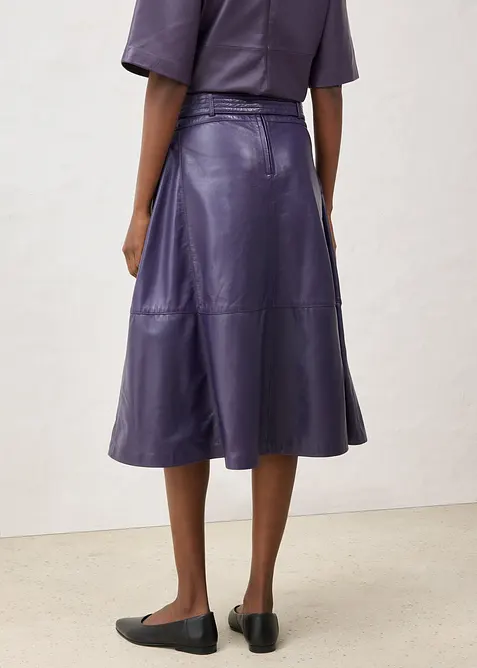 Jupe en cuir d’agneau nappa avec ceinture (ens. 2 pces), bonprix