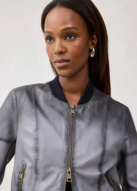 Veste en cuir nappa d’agneau, bonprix