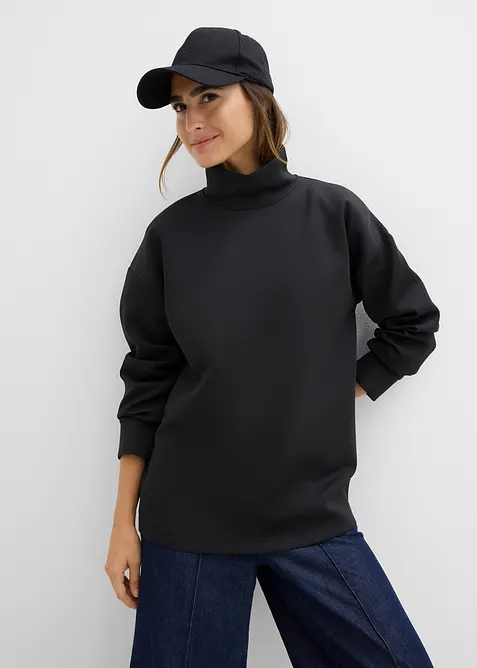 Sweat-shirt en néoprène à col montant, bonprix