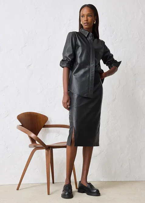 Chemise en cuir d’agneau nappa, bonprix