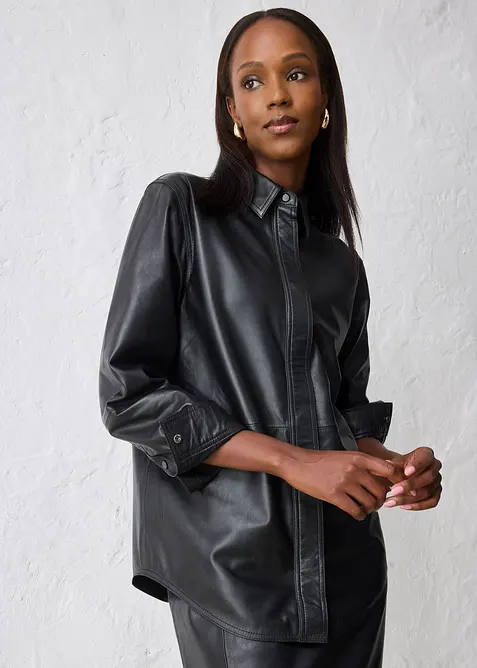 Chemise en cuir d’agneau nappa, bonprix