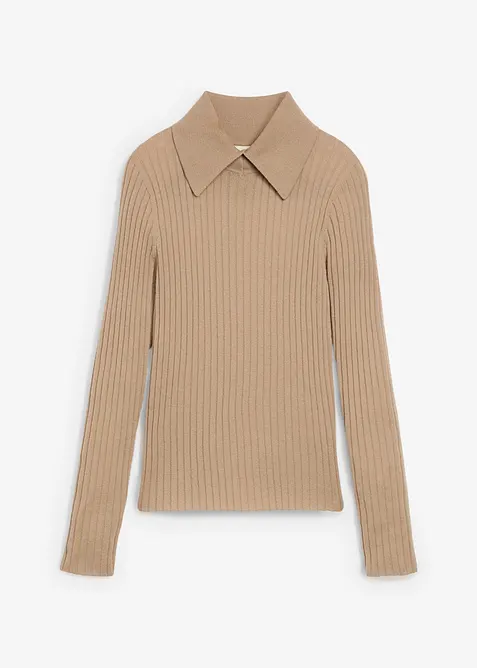 Pull côtelé en laine mérinos, bonprix