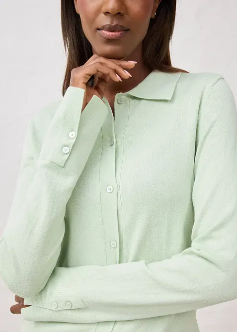 Gilet doux en fine laine m&eacute;lang&eacute;e, bonprix