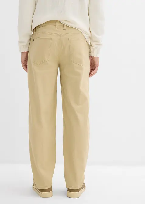 Pantalon droit en twill à taille élastiquée, loose, bonprix