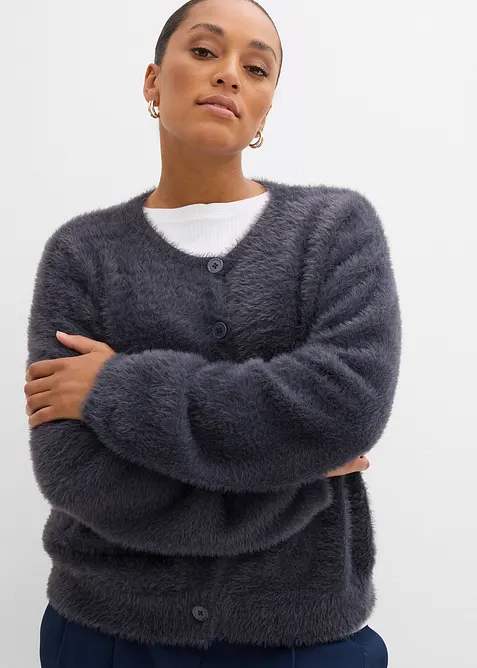 Gilet en maille poilue de viscose mélangée, bonprix