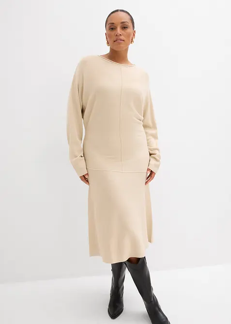 Robe midi en maille de viscose mélangée, bonprix