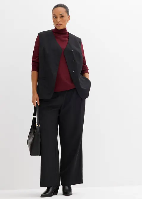 Pull léger en fine maille de viscose majoritaire à large col cheminée, bonprix