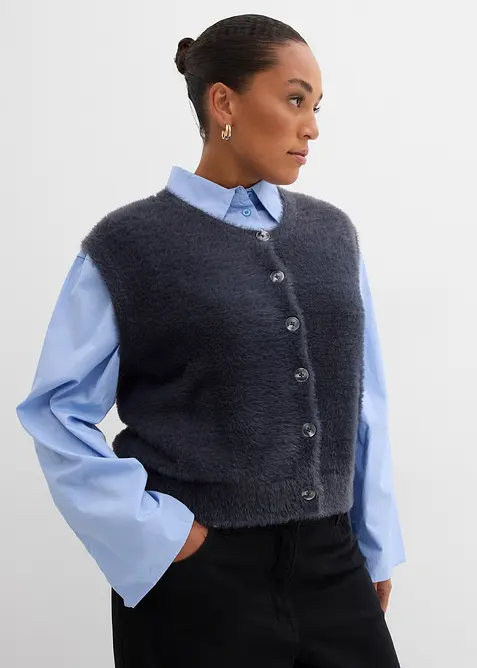 Gilet sans manches en maille poilue, viscose majoritaire, bonprix